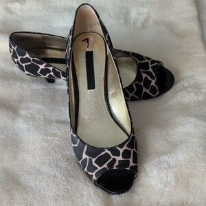 Stylish Black and Pink Peep-Toe Heels